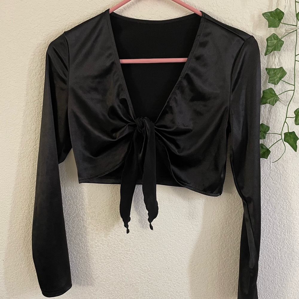 SHEIN Satin crop top (knot front)